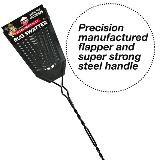 Enoz Sergeant Swat Fly Swatter, Heavy Duty Strength Outdoor Fly Swatter, Black